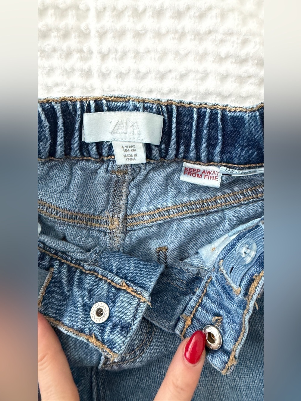 Zara Toddler Girl Wide Leg Jeans With Lace Side Trim 4T - Picture 4 of 4